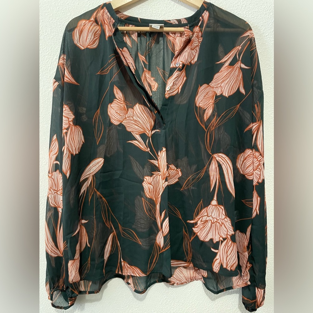 Green Floral Blouse